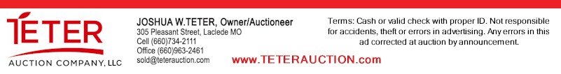 Teter Auction Service Laclede, MO 64651