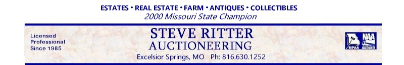 Steve Ritter Auctioneering Excelsior Springs, MO 64024