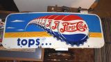Scarce 1948 Pepsi Cola Tops Metal Sign with Field Graphics, Hard to Find