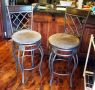 Carven Enterprises Metal Framed Swivel Bar Stools, With Upholstered Seats, Qty 2, Seat Height 30