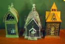 Decorative Metal Birdhouse Candle Votives, Qty 3, Approx 11