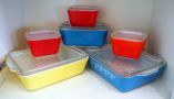 Pyrex Primal Refrigerator Dishes And Snowflake Print Dish, Total Qty 6
