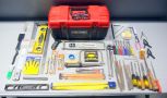 Craftsman Tool Box With Contents, Including Hack Saw, Drill Bits, Levels, Squares, Screwdrivers, Drywall Saw, And More