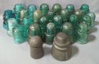 Glass Insulators, Qty 25, And Rubber Insulator, Total Qty Approx 26