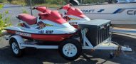 1997 Sea-Doo GSX 5624 Jet Skis, Qty 2, With Covers, VIN# ZZN57077A797 And ZZN51173J697, With 1997 15 ft Trailer And Storage Box