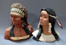Busts Of Native American Man And Woman, Qty 2, 9.5