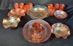Marigold Carnival Glass Assortment Including Drinking Cups, 4