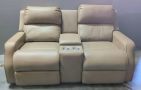Manning High Point Furniture Faux Leather Dual Reclining Power Loveseat With Center Storage, 40