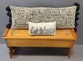 Wood Bench Seat With Hinged Lid For Storage, Pillow Seat, And Rabbit Pillow, Seat Is 17.5