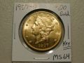 1907-D Liberty $20 Gold Double Eagle - Key Date - MS 64, RARE