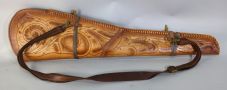 Hand-Tooled Leather Western Rifle Scabbard With Leather Sling