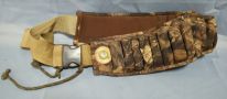 Fringed Leather Rifle Sleeve, Greenhead Gear Camo Cartridge Belt, And Dual Compartment Pouch With Shoulder Strap