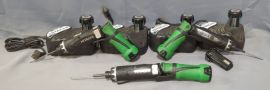 Hitachi 3.6V Cordless Driver Drills DB 3DL2 Qty. 3, (1 Needs Repair), 4 Chargers, And 8 Batteries