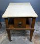 Rolling Marble Top End Table With Tapered Legs, 23